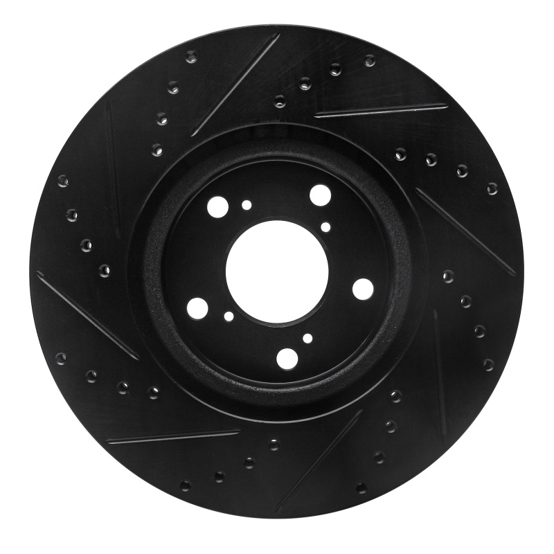 Acura TL Brake Rotor (1) - Front Right - R1 Concepts - Drilled & Slotted - Black - `09-`14